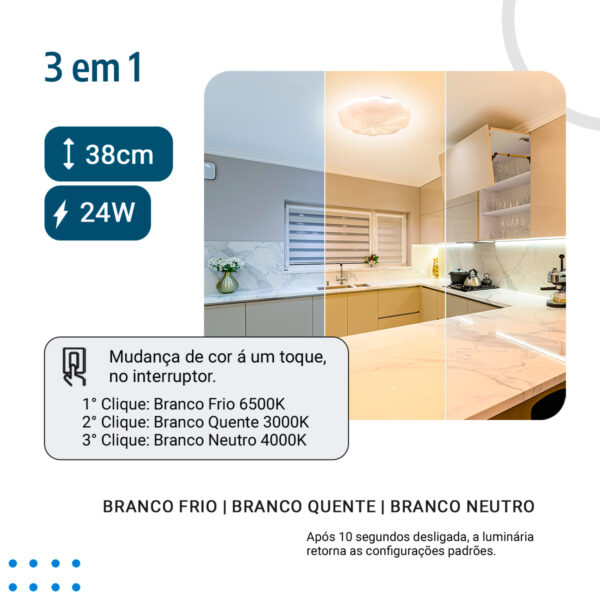 Plafon de Teto led multicor 39cm c/forma de flor 24w - Image 9