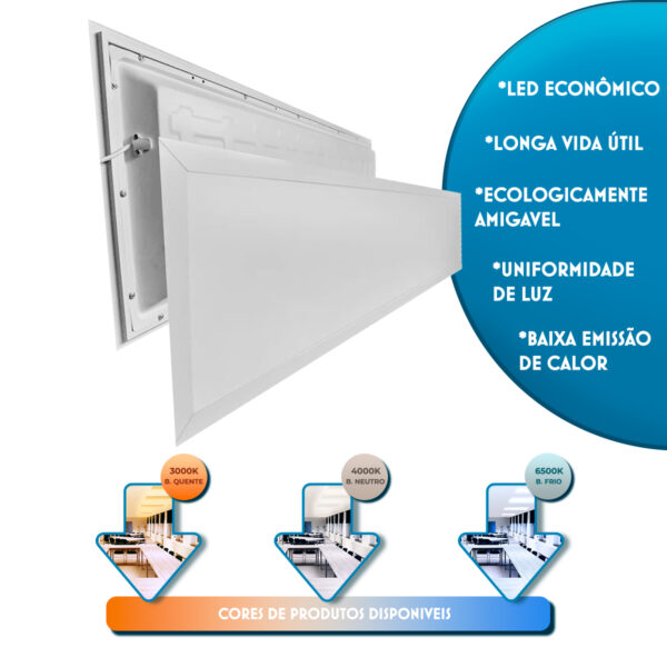 Painel Led 32x122 48w Embutir Retangular Luminária