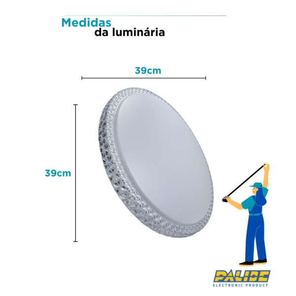 Lustre Plafon Cristal Led 39cm 24w Multicor Sobrepor Redondo - Image 10